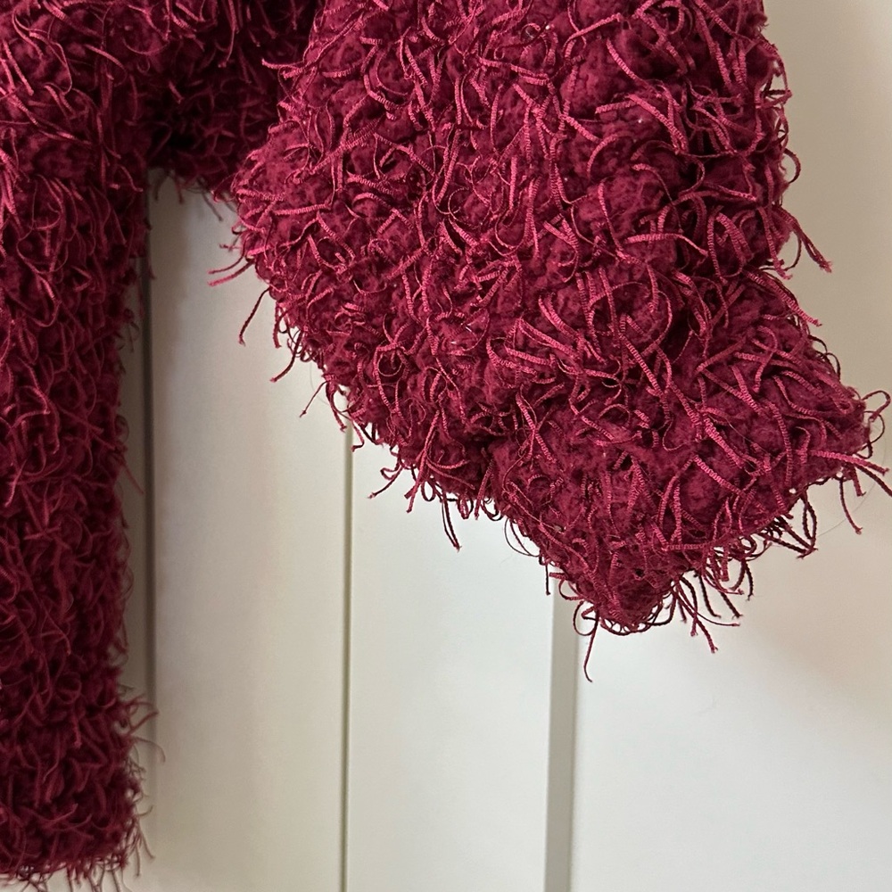 Oversized Burgundy Fuzzy Sweater - Picture 2 of 2